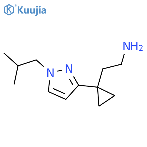 2-{1-1-(2-methylpropyl)-1H-pyrazol-3-ylcyclopropyl}ethan-1-amine structure