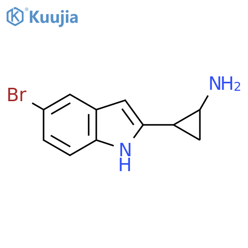 2-(5-bromo-1H-indol-2-yl)cyclopropan-1-amine structure
