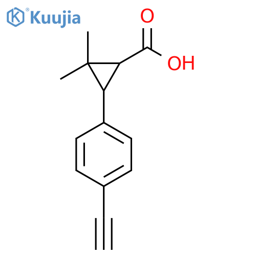 3-(4-ethynylphenyl)-2,2-dimethylcyclopropane-1-carboxylic acid structure