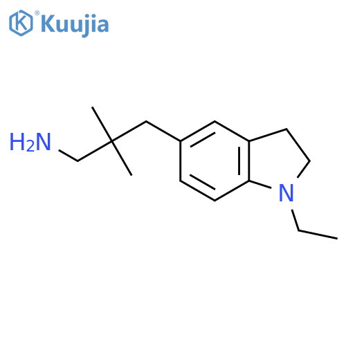3-(1-ethyl-2,3-dihydro-1H-indol-5-yl)-2,2-dimethylpropan-1-amine structure