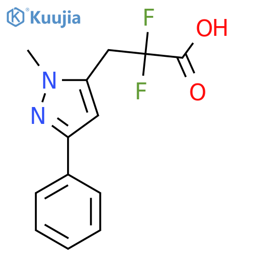 2,2-difluoro-3-(1-methyl-3-phenyl-1H-pyrazol-5-yl)propanoic acid structure