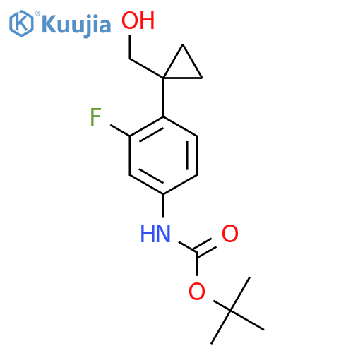 tert-butyl N-{3-fluoro-4-1-(hydroxymethyl)cyclopropylphenyl}carbamate structure