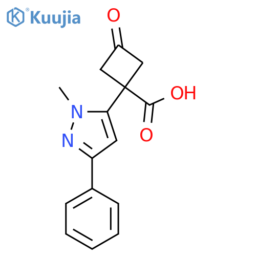 1-(1-methyl-3-phenyl-1H-pyrazol-5-yl)-3-oxocyclobutane-1-carboxylic acid structure