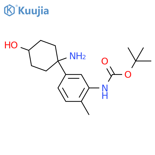 tert-butyl N-5-(1-amino-4-hydroxycyclohexyl)-2-methylphenylcarbamate structure