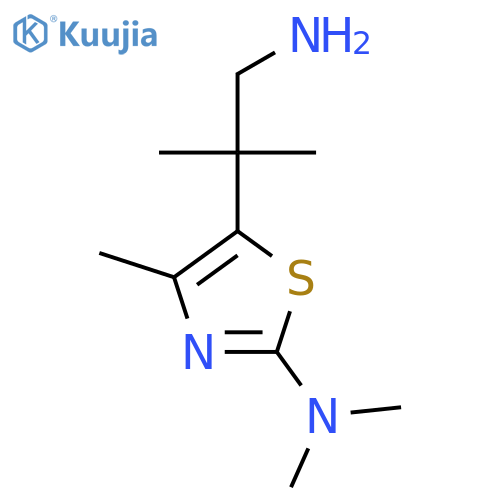 5-(1-amino-2-methylpropan-2-yl)-N,N,4-trimethyl-1,3-thiazol-2-amine structure