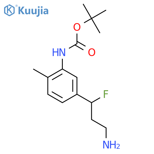 tert-butyl N-5-(3-amino-1-fluoropropyl)-2-methylphenylcarbamate structure