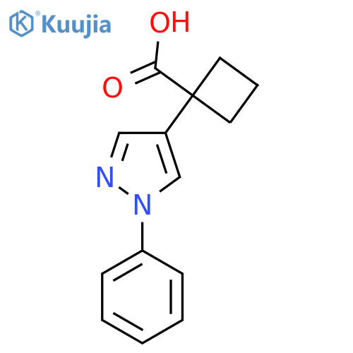 1-(1-phenyl-1H-pyrazol-4-yl)cyclobutane-1-carboxylic acid structure