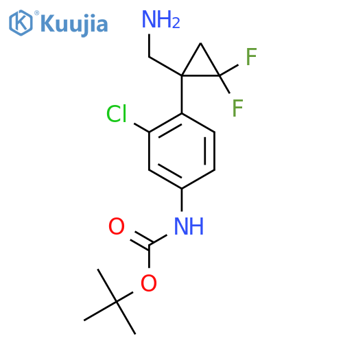 tert-butyl N-{4-1-(aminomethyl)-2,2-difluorocyclopropyl-3-chlorophenyl}carbamate structure