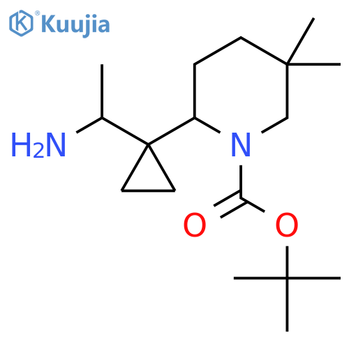 tert-butyl 2-1-(1-aminoethyl)cyclopropyl-5,5-dimethylpiperidine-1-carboxylate structure