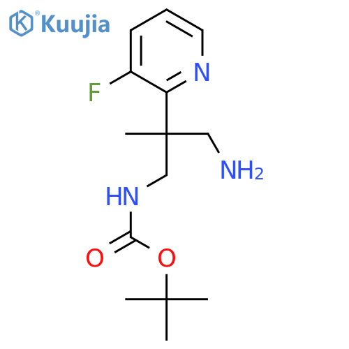tert-butyl N-3-amino-2-(3-fluoropyridin-2-yl)-2-methylpropylcarbamate structure