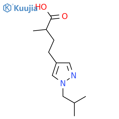 2-methyl-4-1-(2-methylpropyl)-1H-pyrazol-4-ylbutanoic acid structure