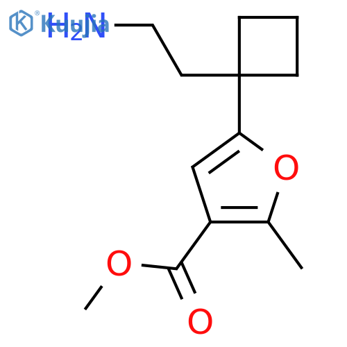 methyl 5-1-(2-aminoethyl)cyclobutyl-2-methylfuran-3-carboxylate structure