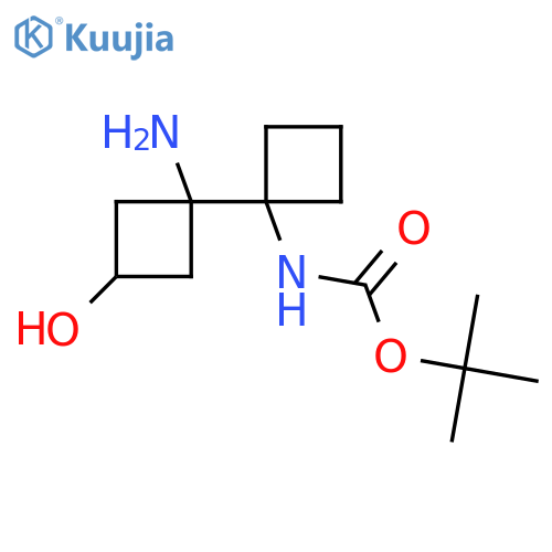 tert-butyl N-1-(1-amino-3-hydroxycyclobutyl)cyclobutylcarbamate structure