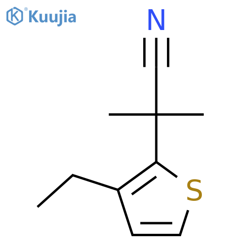 2-(3-ethylthiophen-2-yl)-2-methylpropanenitrile structure