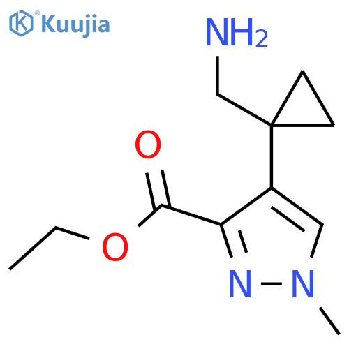 ethyl 4-1-(aminomethyl)cyclopropyl-1-methyl-1H-pyrazole-3-carboxylate structure