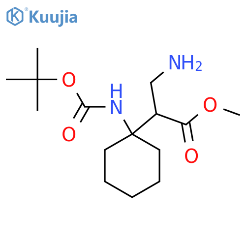 methyl 3-amino-2-(1-{(tert-butoxy)carbonylamino}cyclohexyl)propanoate structure