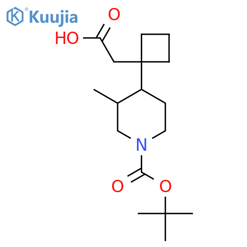 2-(1-{1-(tert-butoxy)carbonyl-3-methylpiperidin-4-yl}cyclobutyl)acetic acid structure