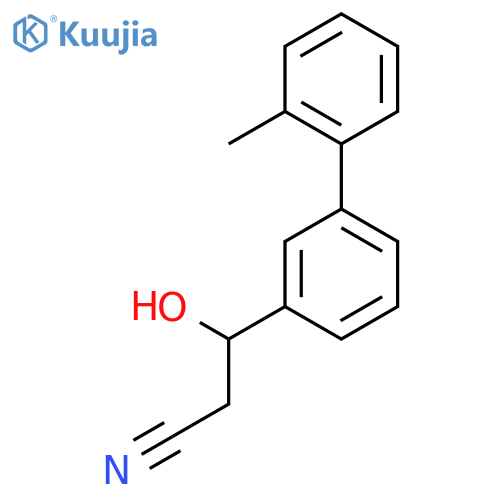 3-hydroxy-3-3-(2-methylphenyl)phenylpropanenitrile structure