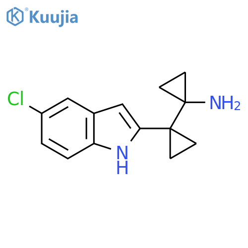 1-1-(5-chloro-1H-indol-2-yl)cyclopropylcyclopropan-1-amine structure