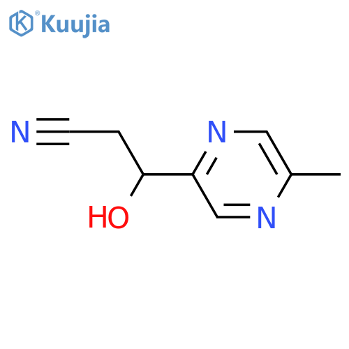 3-hydroxy-3-(5-methylpyrazin-2-yl)propanenitrile structure