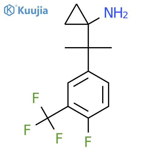 1-{2-4-fluoro-3-(trifluoromethyl)phenylpropan-2-yl}cyclopropan-1-amine structure