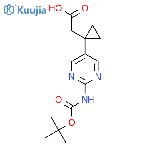 2-1-(2-{(tert-butoxy)carbonylamino}pyrimidin-5-yl)cyclopropylacetic acid structure