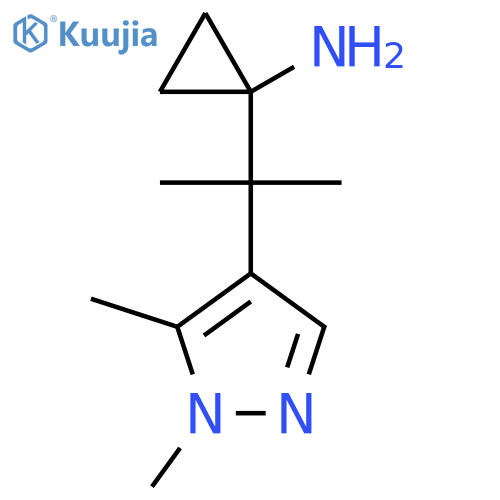 1-2-(1,5-dimethyl-1H-pyrazol-4-yl)propan-2-ylcyclopropan-1-amine structure