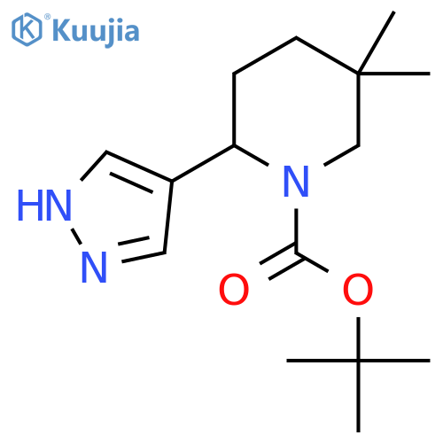 tert-butyl 5,5-dimethyl-2-(1H-pyrazol-4-yl)piperidine-1-carboxylate structure