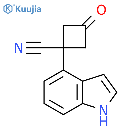 1-(1H-indol-4-yl)-3-oxocyclobutane-1-carbonitrile structure