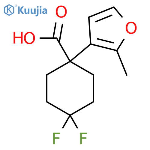 4,4-difluoro-1-(2-methylfuran-3-yl)cyclohexane-1-carboxylic acid structure