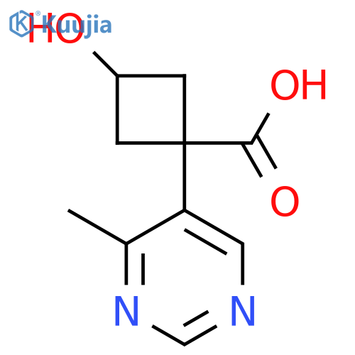 3-hydroxy-1-(4-methylpyrimidin-5-yl)cyclobutane-1-carboxylic acid structure