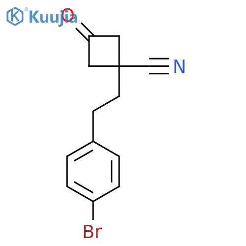 1-2-(4-bromophenyl)ethyl-3-oxocyclobutane-1-carbonitrile structure