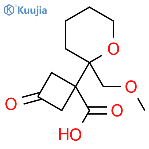 1-2-(methoxymethyl)oxan-2-yl-3-oxocyclobutane-1-carboxylic acid structure