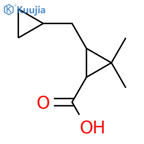 3-(cyclopropylmethyl)-2,2-dimethylcyclopropane-1-carboxylic acid structure