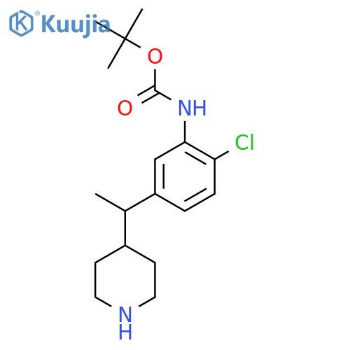 tert-butyl N-{2-chloro-5-1-(piperidin-4-yl)ethylphenyl}carbamate structure