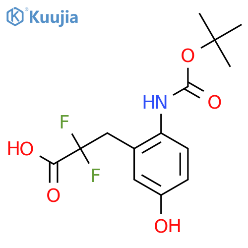 3-(2-{(tert-butoxy)carbonylamino}-5-hydroxyphenyl)-2,2-difluoropropanoic acid structure