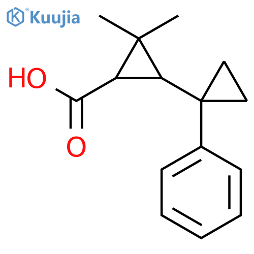2,2-dimethyl-3-(1-phenylcyclopropyl)cyclopropane-1-carboxylic acid structure