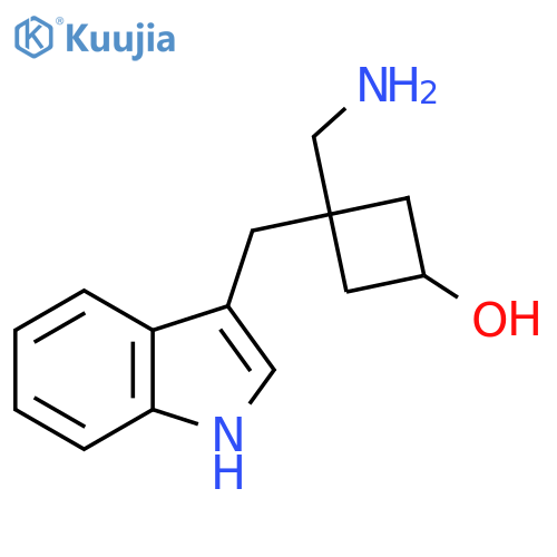 3-(aminomethyl)-3-(1H-indol-3-yl)methylcyclobutan-1-ol structure