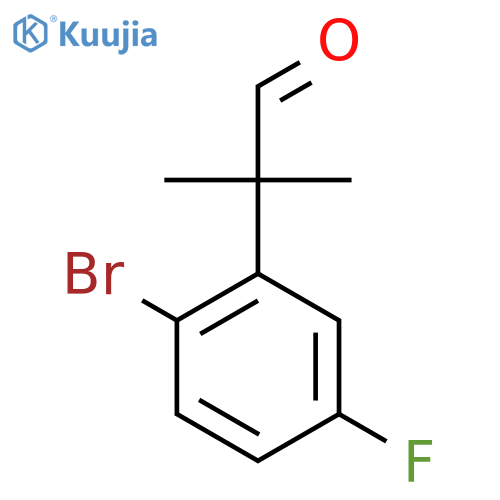 2-(2-bromo-5-fluorophenyl)-2-methylpropanal structure