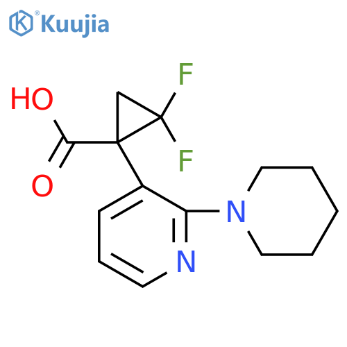 2,2-difluoro-1-2-(piperidin-1-yl)pyridin-3-ylcyclopropane-1-carboxylic acid structure