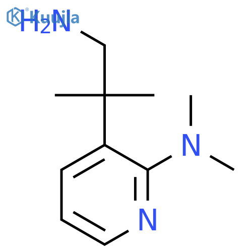 3-(1-amino-2-methylpropan-2-yl)-N,N-dimethylpyridin-2-amine structure
