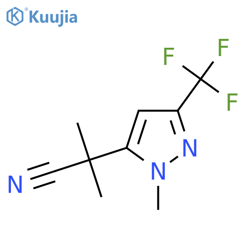 2-methyl-2-1-methyl-3-(trifluoromethyl)-1H-pyrazol-5-ylpropanenitrile structure