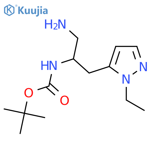 tert-butyl N-1-amino-3-(1-ethyl-1H-pyrazol-5-yl)propan-2-ylcarbamate structure