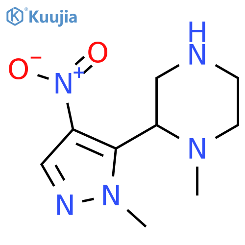1-methyl-2-(1-methyl-4-nitro-1H-pyrazol-5-yl)piperazine structure