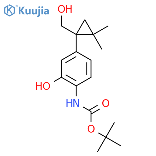 tert-butyl N-{2-hydroxy-4-1-(hydroxymethyl)-2,2-dimethylcyclopropylphenyl}carbamate structure