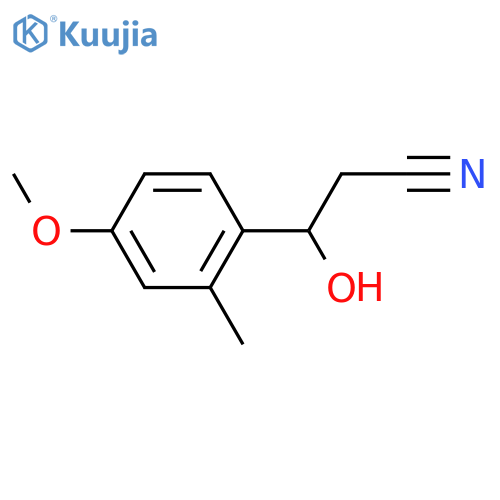 3-hydroxy-3-(4-methoxy-2-methylphenyl)propanenitrile structure