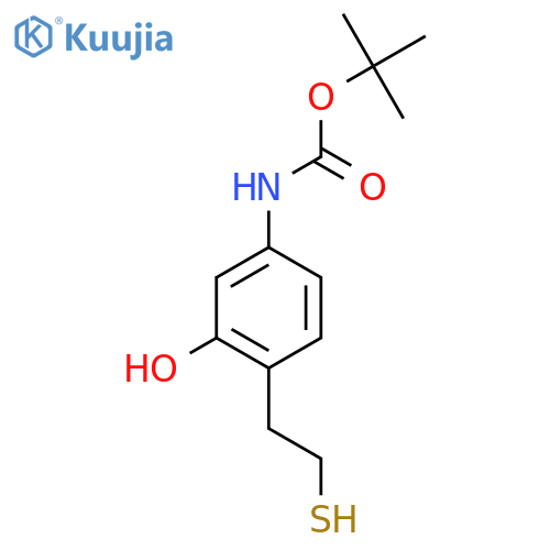 tert-butyl N-3-hydroxy-4-(2-sulfanylethyl)phenylcarbamate structure