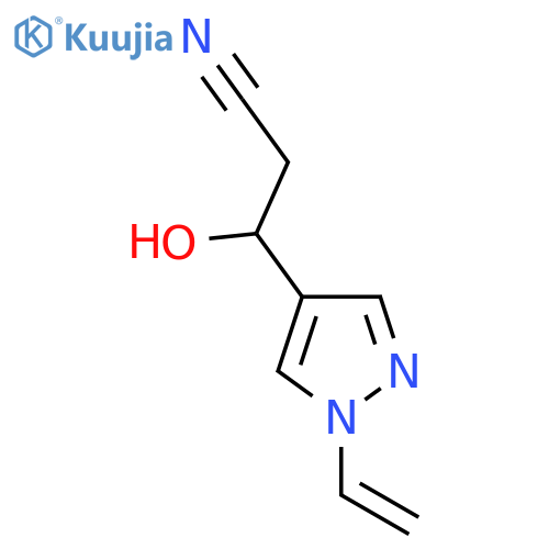 3-(1-ethenyl-1H-pyrazol-4-yl)-3-hydroxypropanenitrile structure