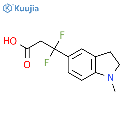 3,3-difluoro-3-(1-methyl-2,3-dihydro-1H-indol-5-yl)propanoic acid structure