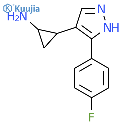2-3-(4-fluorophenyl)-1H-pyrazol-4-ylcyclopropan-1-amine structure